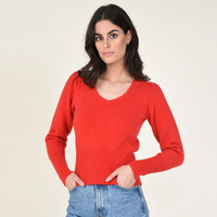 Пуловер приталенного покроя рукава с напуском M красный