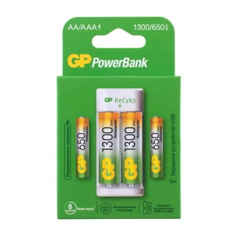 Зарядное устройство для аккумуляторных батареек GP E211130/65 2 шт. цвет белый ЗУ GP E211130/65-2CRB4