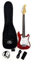 Электрогитара SX 1/2 Size Electric Guitar Package w/Bag Cord Headphones &Video Lessons RST 1/2 CAR Short Scale Red