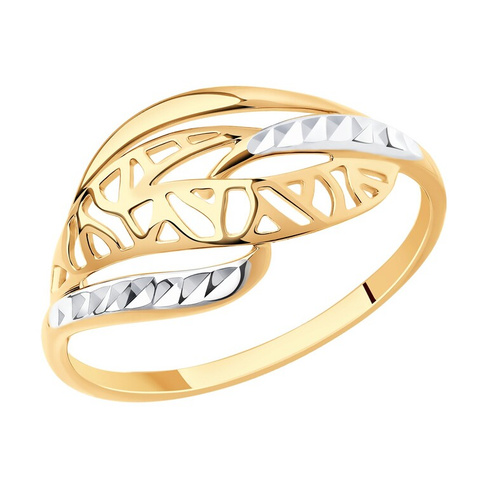 Кольцо из золота с алмазной гранью, разм. 19, 017488