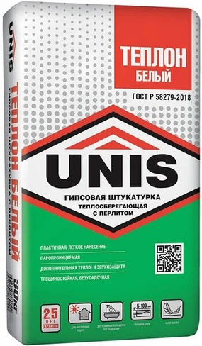 Штукатурка гипсовая ЮНИС ТЕПЛОН белая/30кг