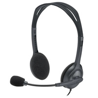 Наушники с микрофоном Logitech H111 черные/серые, mini jack 3.5 mm