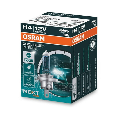 Лампа 12V H4 60/55W P43t 5000K Osram Cool Blue Intense 1 Шт. Картон 64193Cbn Osram арт. 64193CBN