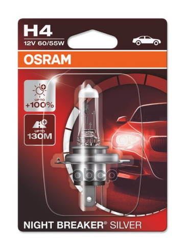 Лампа 12V H4 60/55W P43t Osram Night Breaker Silver 64193Nbs-01B Osram арт. 64193NBS-01B
