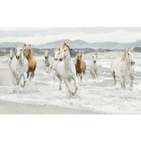 Моющиеся виниловые фотообои Лошади горы река, 420х260 см GrandPik