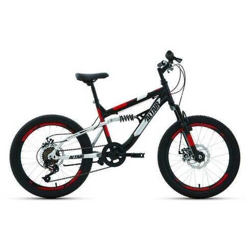 Велосипед ALTAIR MTB FS 20 D (20" 6 ск. рост. 14") 2022, черный/красный, RBK22AL20047