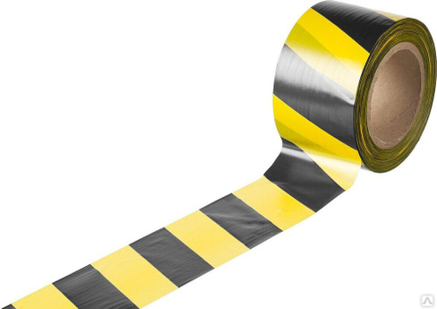 Сигнальная лента, цвет черно-желтый, 75 мм х 200 м, ЗУБР Мастер