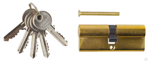 Механизм ЗУБР Мастер цилиндровый, тип ключ-ключ, цвет латунь, 5-PIN, 80 мм Зубр