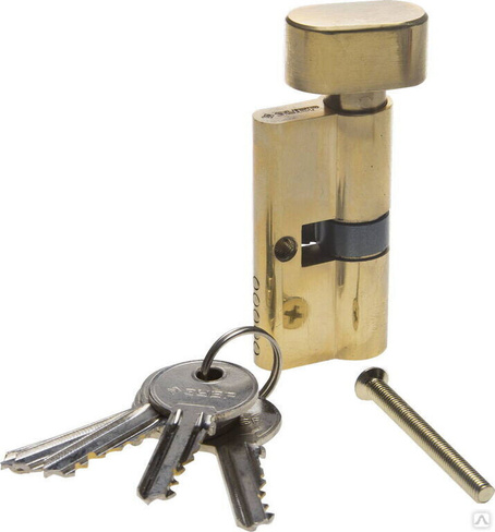 Механизм ЗУБР Мастер цилиндровый, тип ключ-защелка, цвет латунь, 5-PIN, 60 мм Зубр