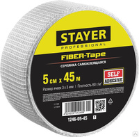 Серпянка самоклеящаяся FIBER-Tape, 5 см х 45 м, STAYER Professional 1246-05-45