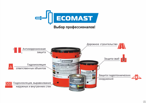 Мастика резинобитумная ECOMAST 21,5 кг. Ecomast