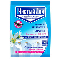 Средство от моли "Чистый дом" шарики 40гр, экстра, защита 6 месяцев, в пак.