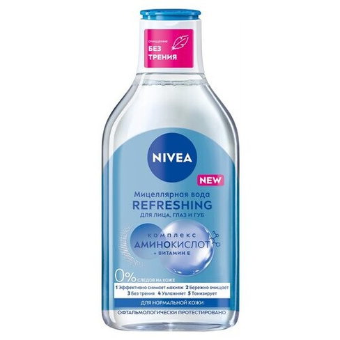 Мицеллярная вода для лица, глаз и губ NIVEA REFRESHING для нормальной кожи, 400 мл.,